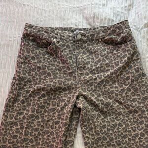 Le Lis Leopard Print Flare Jeans